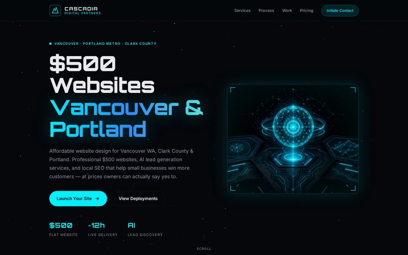 The Cascadia Digital Partners website on a desktop screen
