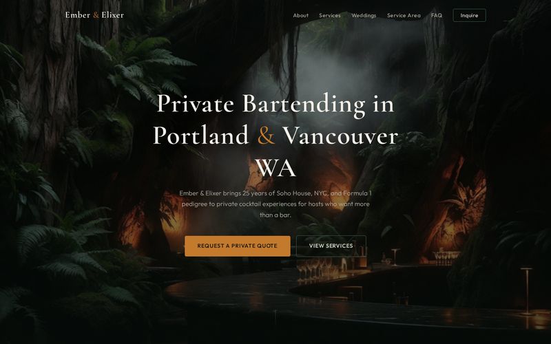 The Ember & Elixer website on a desktop screen